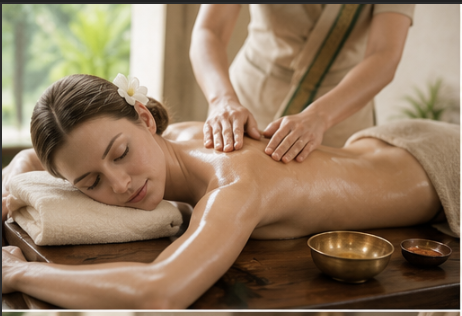 Abhyanga warm oil massage with brass vessels